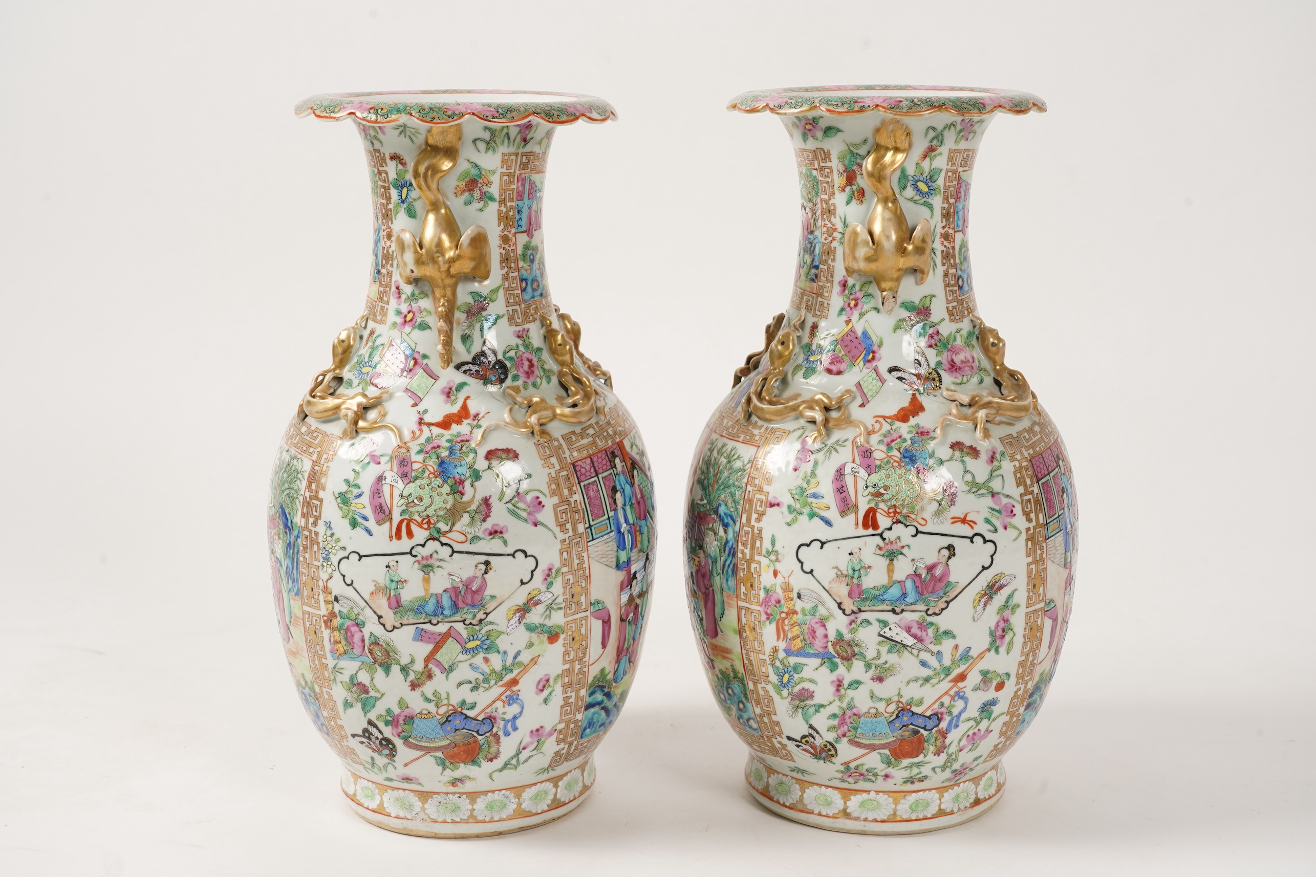 A pair of Chinese famille rose vases, Daoguang period, c.1830